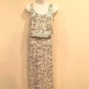 Gap Maxi Tank Dress/White w/Black Accents/Sz S/Racerback/Cotton-Modal/EUC